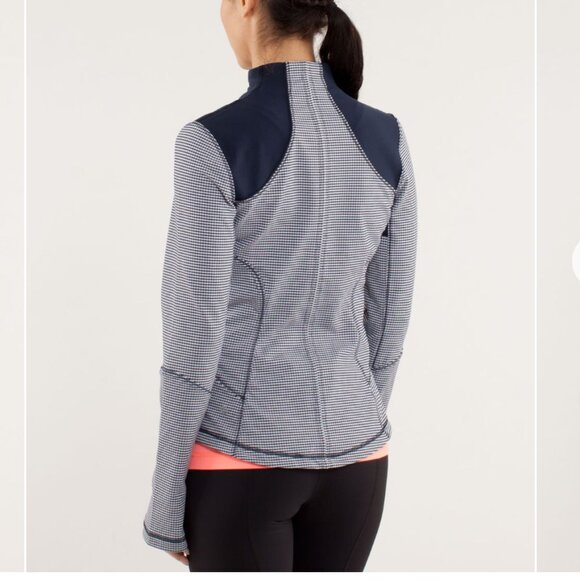 Lululemon Form Navy Gingham Jacket In Inkwell Sz 12 - Picture 10 of 12